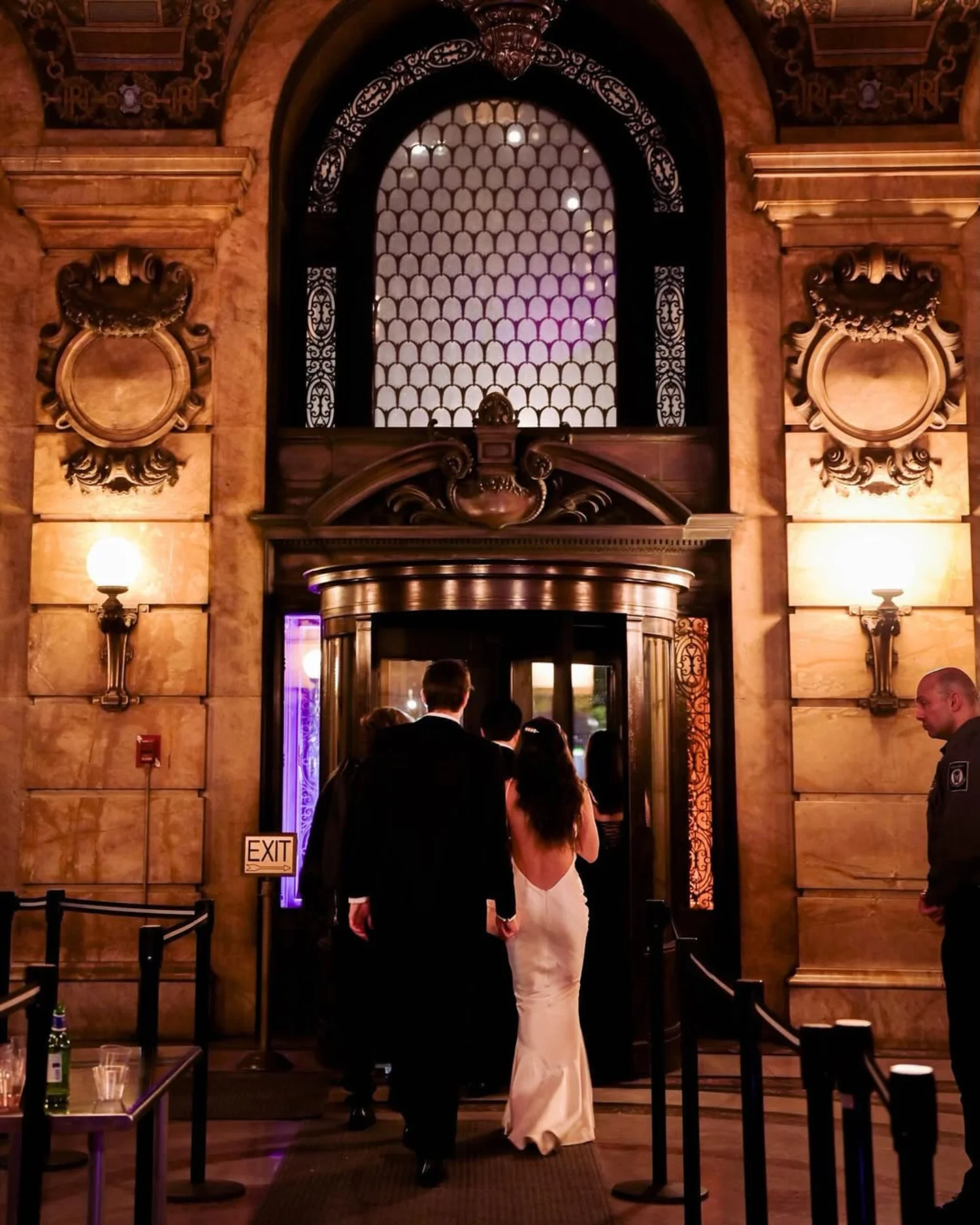 Guests arriving at a grand landmark venue