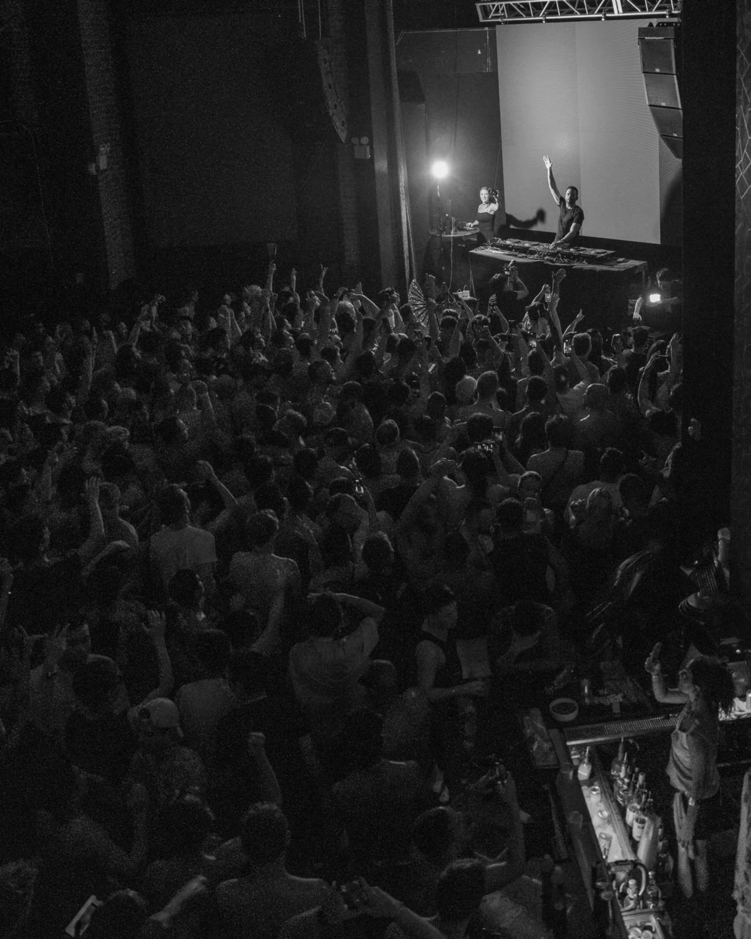 A crowd gathered for a DJ performance